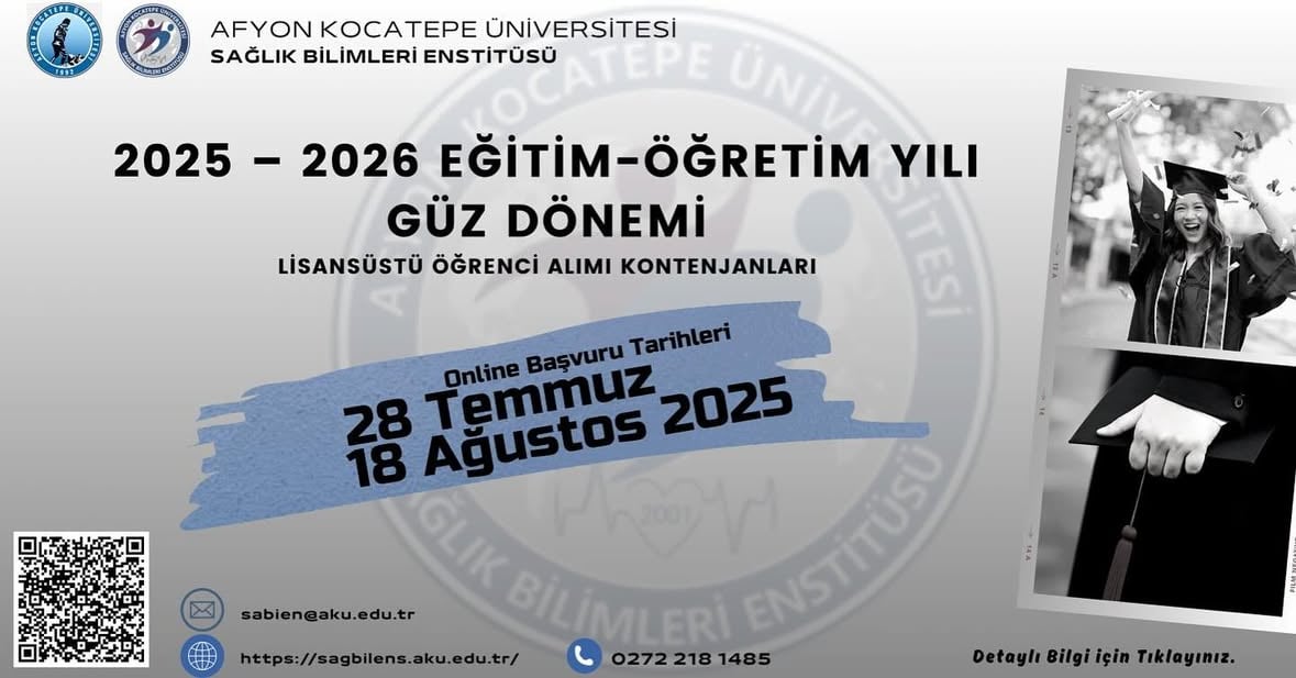 Afyon Kocatepe Üniversitesi Sağlık Bilimleri Enstitüsü Lisansüstü Alım Başladı